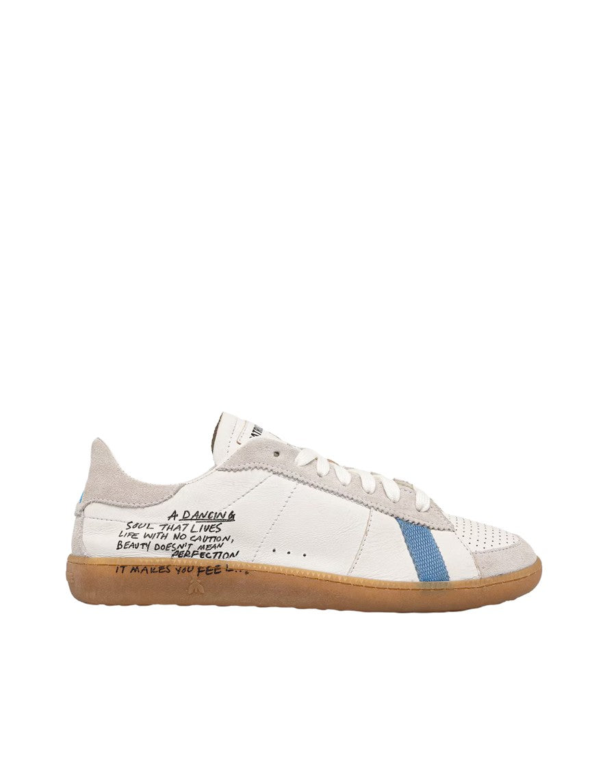Patrizia Pepe White/Blue Skin Nappa Sneakers With Lettering