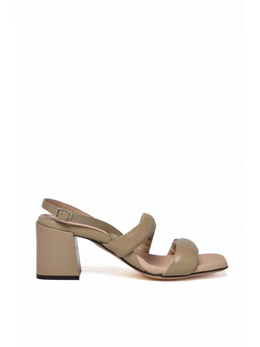Pomme D'or Sage Green Block Heel Adjustable Leather Heels