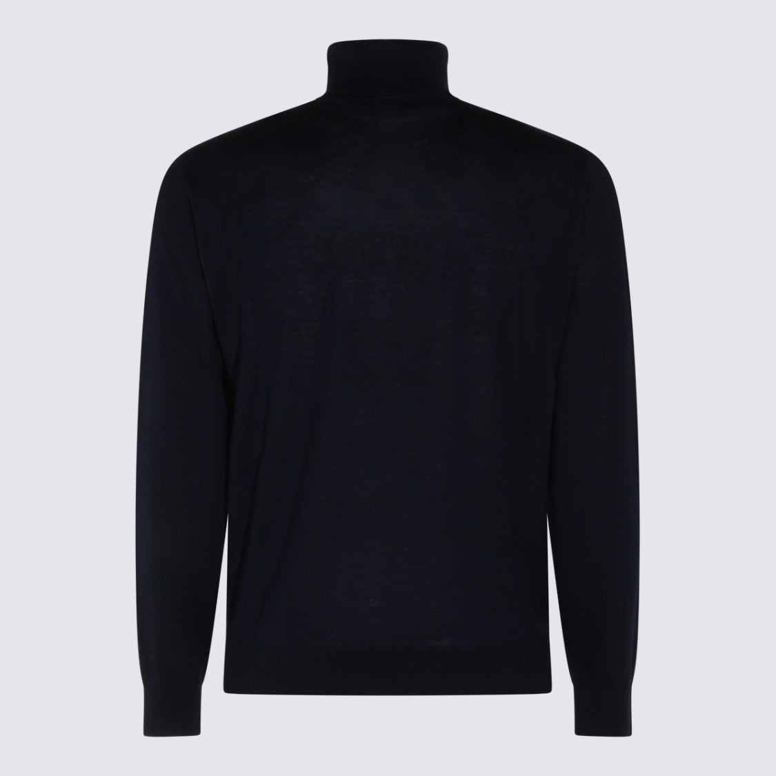 Canali Black Turtleneck Sweater With Snug Collar And Embossed Detail
