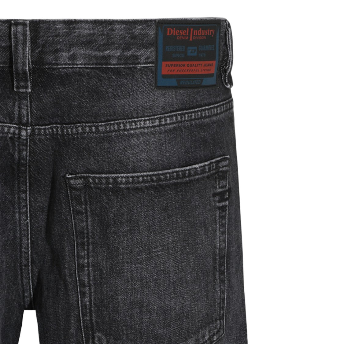Diesel Straight Fit Distressed Black Jeans With Five-Pocket Design