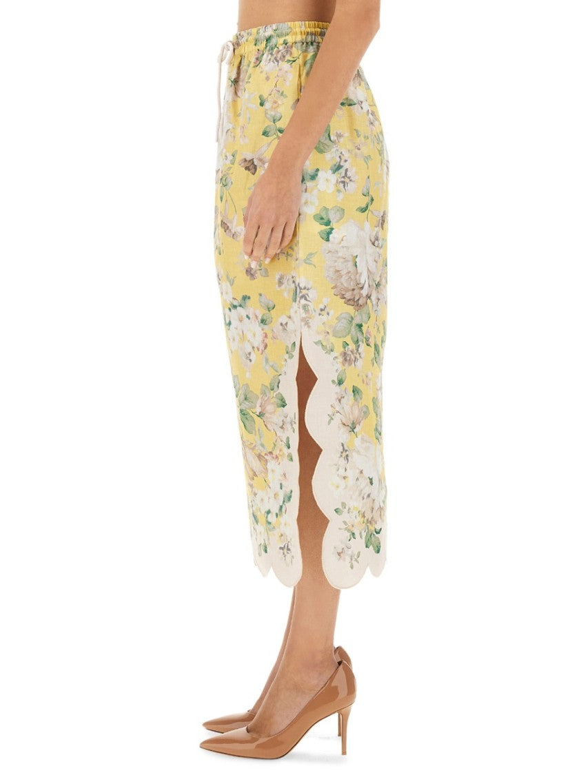 Zimmermann Classic Linen Skirt With Elegant Draping