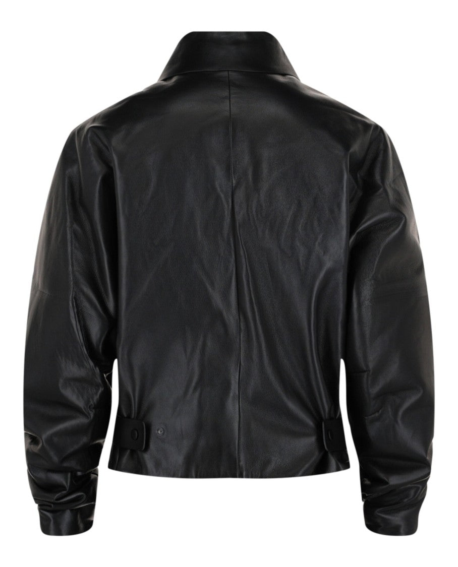 Ferragamo Contrasting Panels Zip Up Leather Jacket