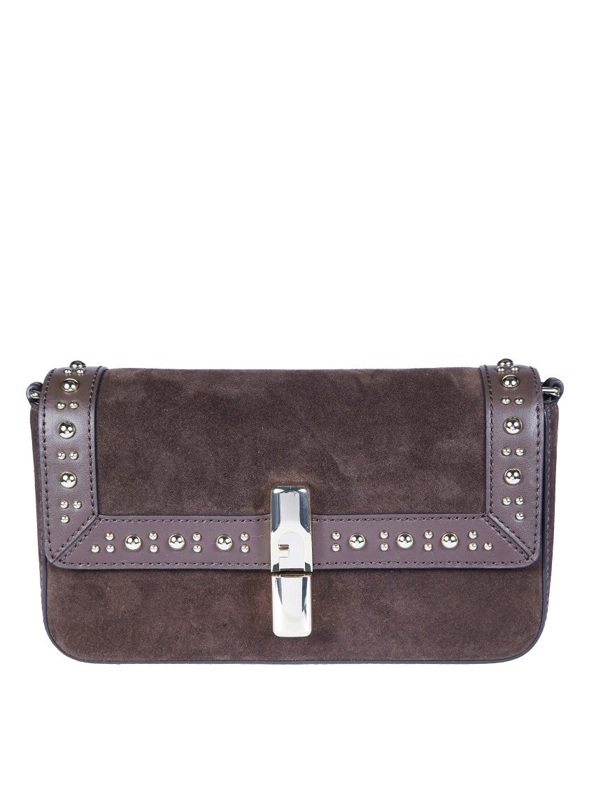 Furla Iride S Studded Suede Shoulder Bag