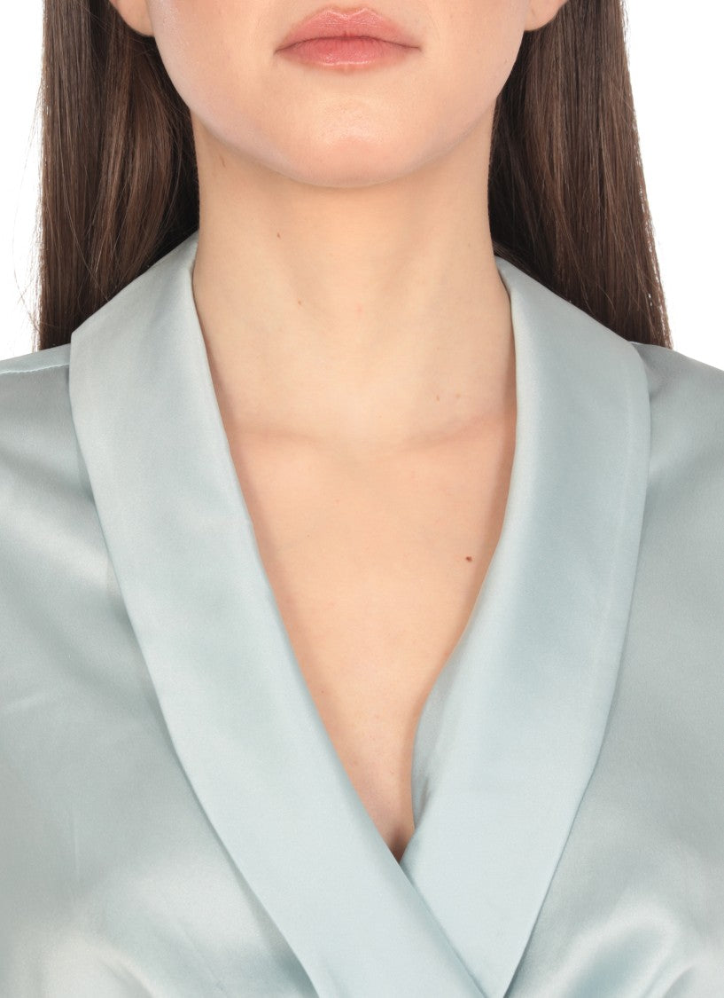 Zimmermann Light Blue Silk Cropped Top