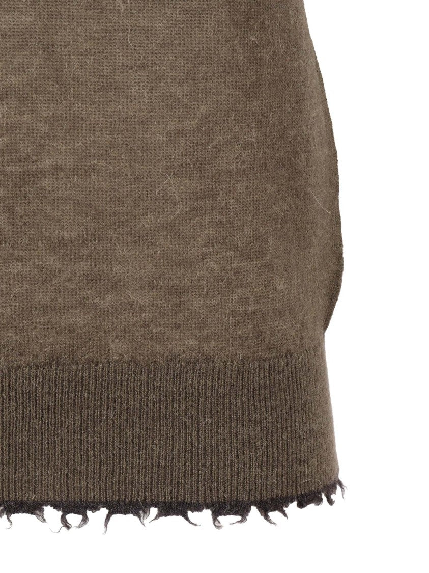 Kangra Cashmere Fine Knit Top With Distressed Edges