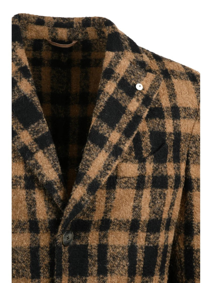 L.B.M. 1911 Beige-Black Wool-Blend Coat