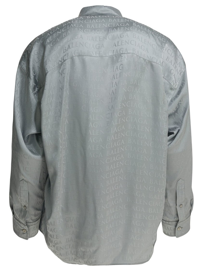 Balenciaga Lightweight Grey Balenciaga Shirt With Subtle Logo Pattern