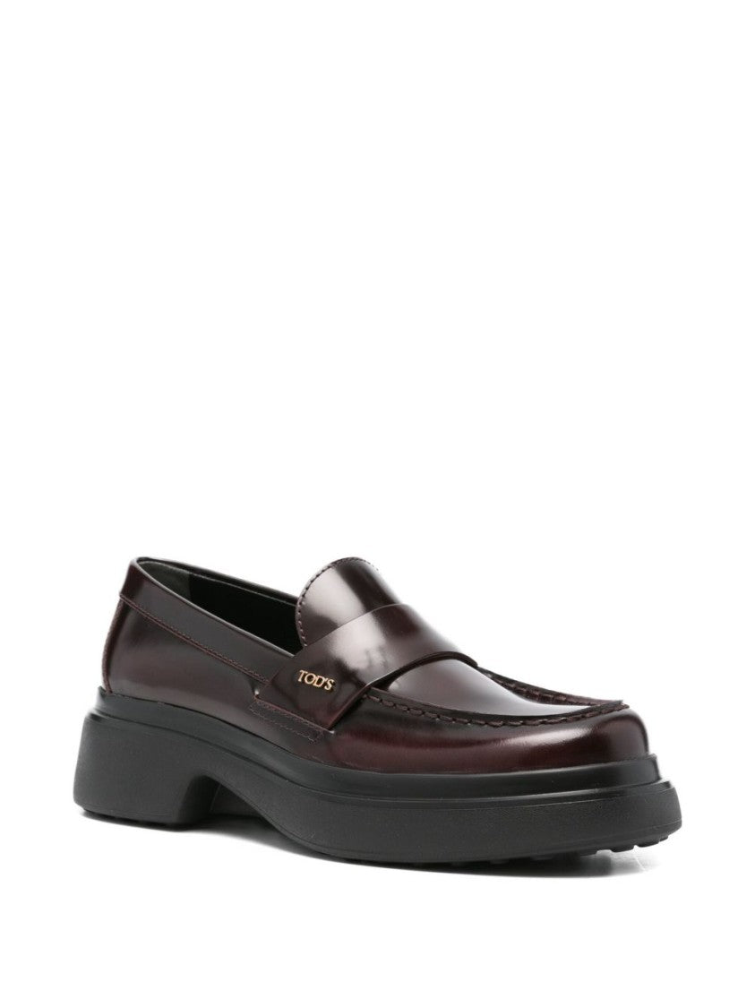 Tod's Black Polished Calfskin Chunky Rubber Loafers