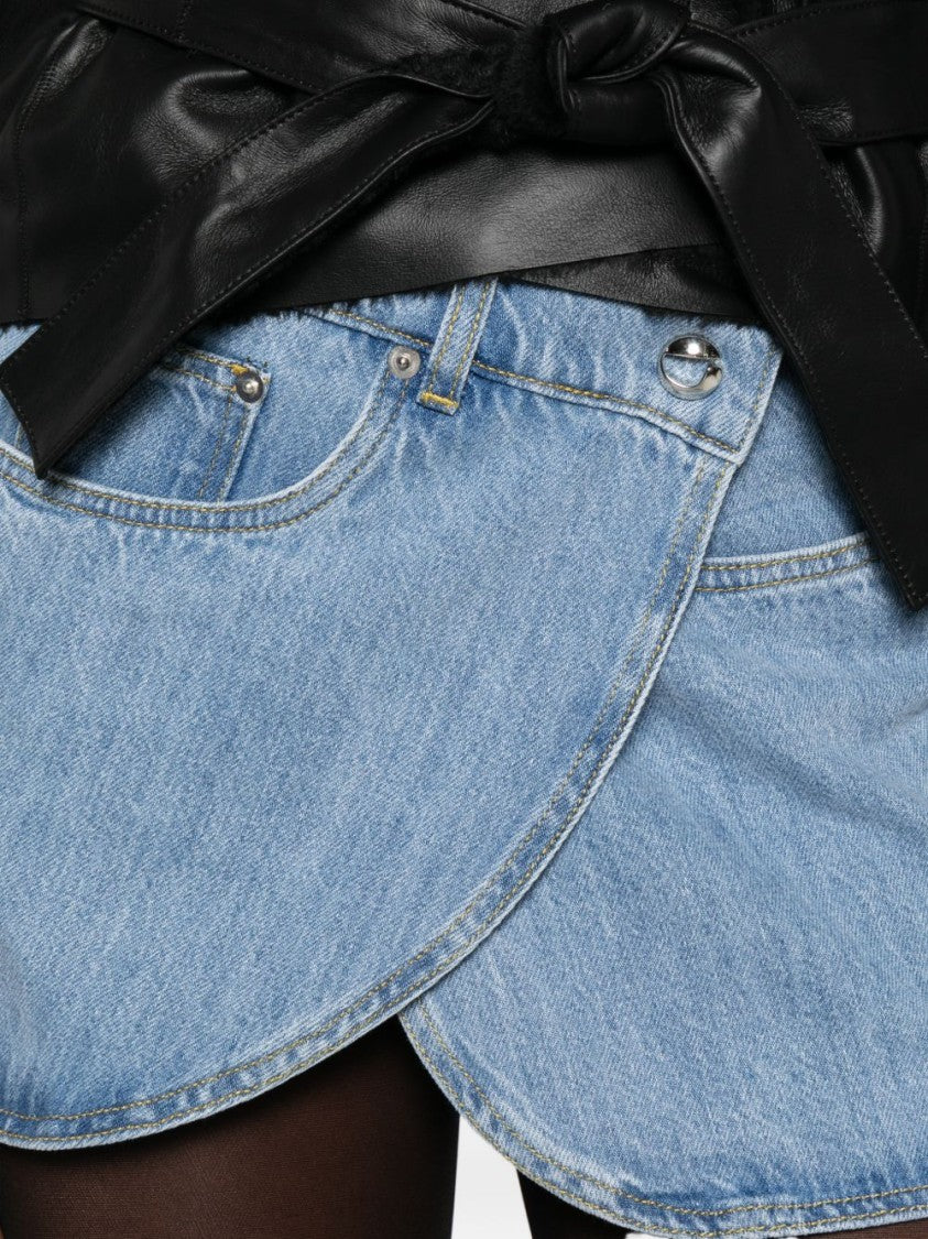 Coperni Blue Asymmetric Hem Button Front Skirt