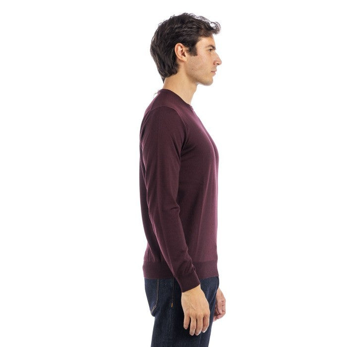 Filippo De Laurentiis Merino Wool Crew Neck Sweater In Deep Marsala