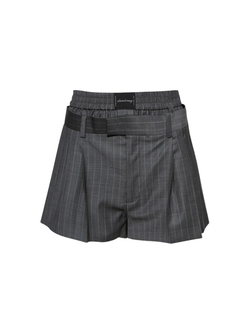 Alexander Wang Pleated Short With Boxer Grey Pinstripe