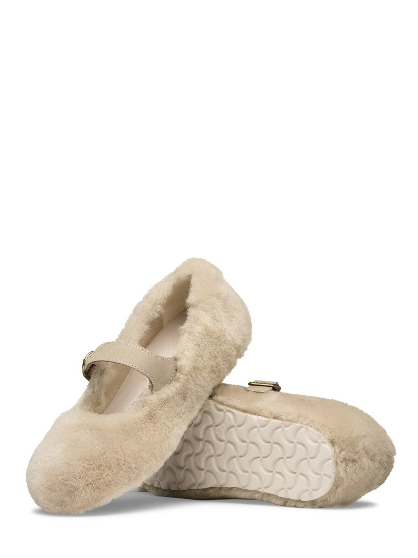Birkenstock Sandcastle Santa Clarita S Textured Plush Leather Flats