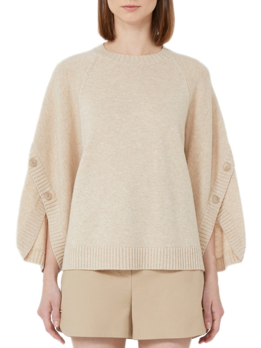 Max Mara Crossed Knit Sweater With Horn Buttons