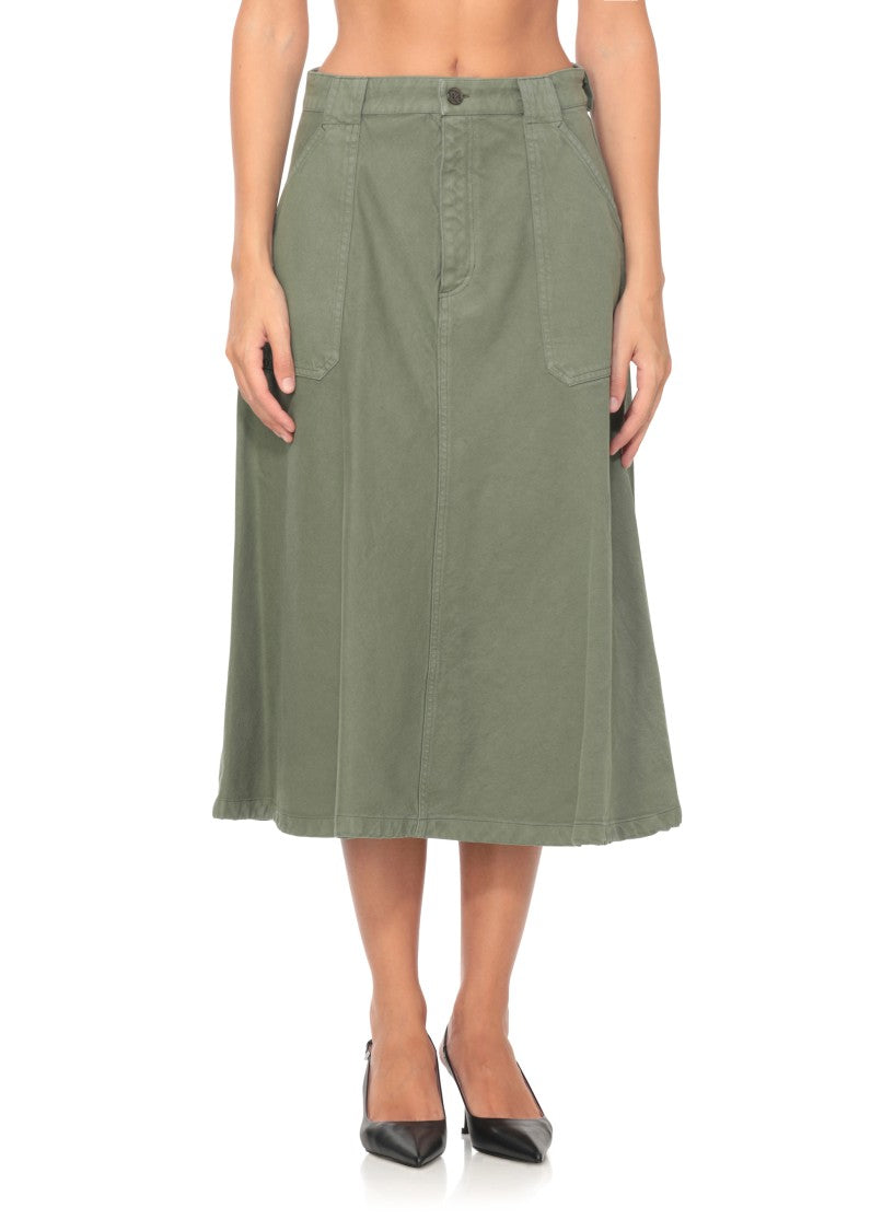 A.P.C. Flared Green Cotton Skirt