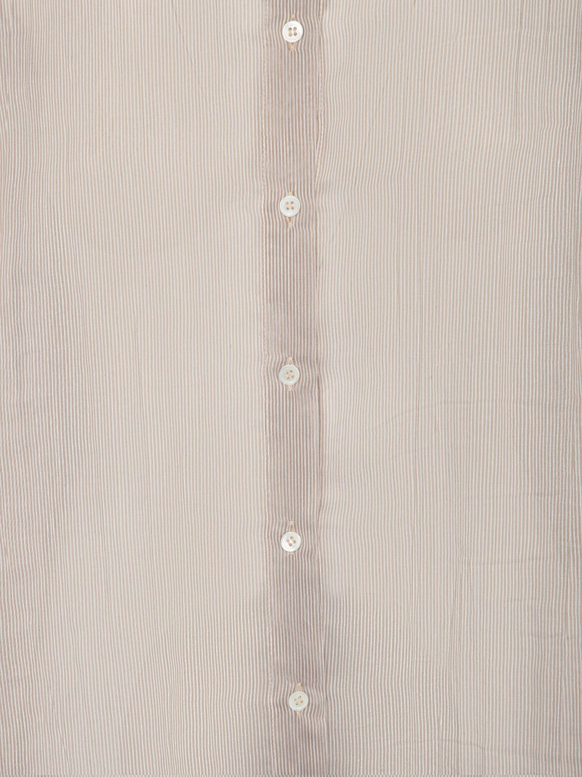 Blanca Vita Oversized Striped Shirt In Cotton-Silk Blend