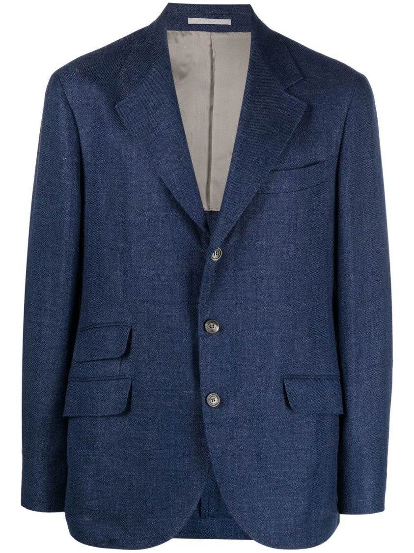 Brunello Cucinelli Navy Linen Blend Jacket