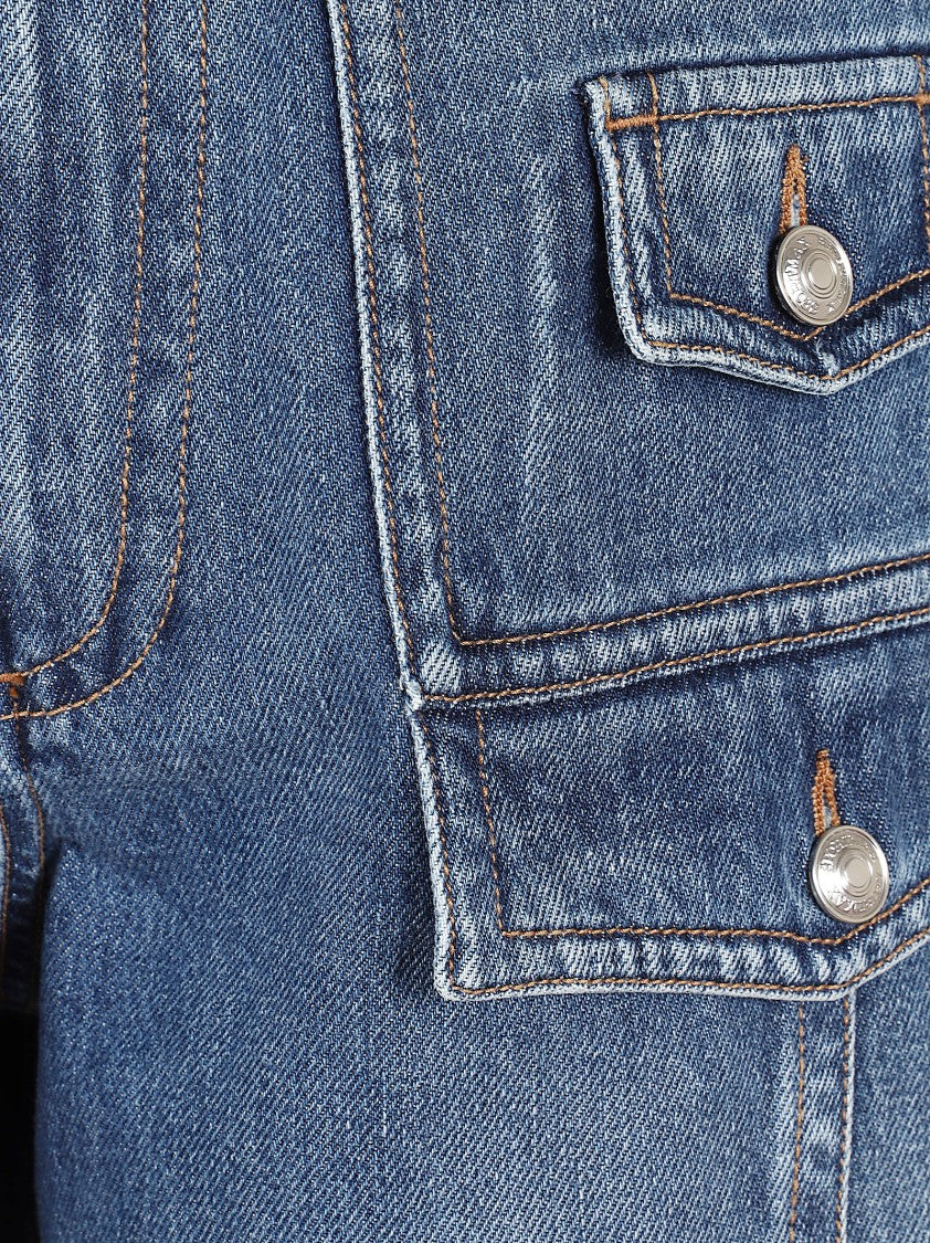 Max Mara Rounded Leg Indigo Denim Pants With Darts