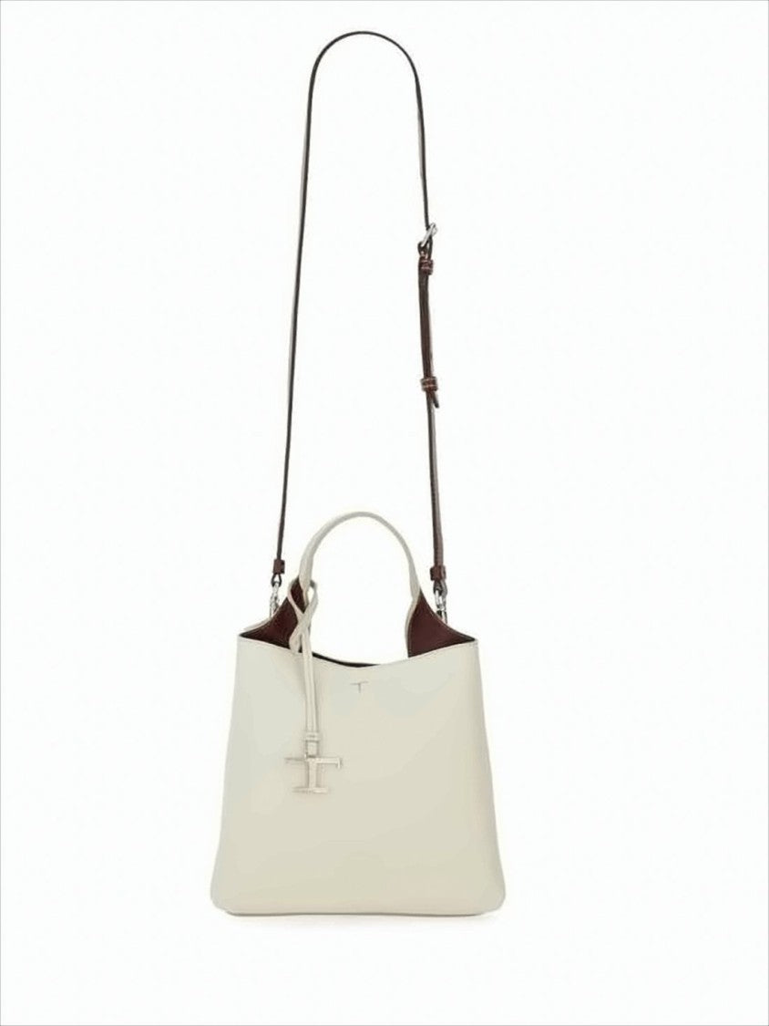 Tod's Structured White Calf Leather Tote Bag