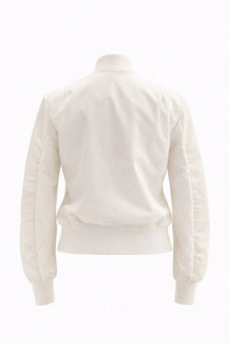 Blauer White Zip-Front Polyamide Bomber Jacket