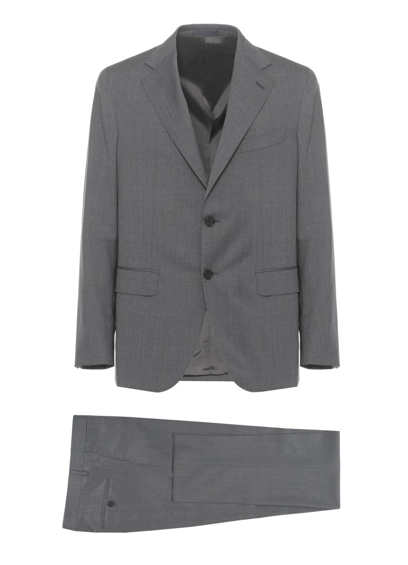 Caruso Grey Peak Lapel Wool Suit