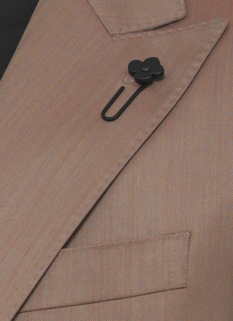 Lardini Brown Pin Lapel Wool Suit