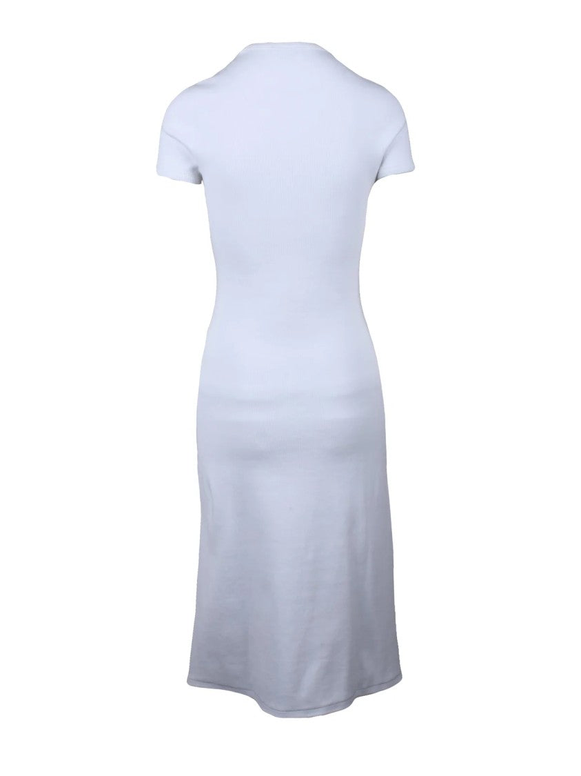 Alexander Mcqueen White Fitted Stretch Cotton Long Dress