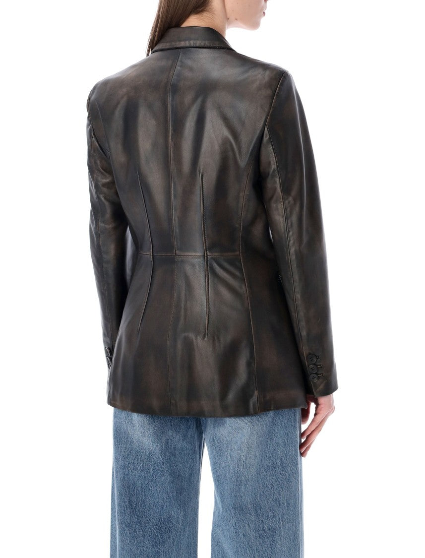 Sword 6.6.44 Rub Off Leather Blazer