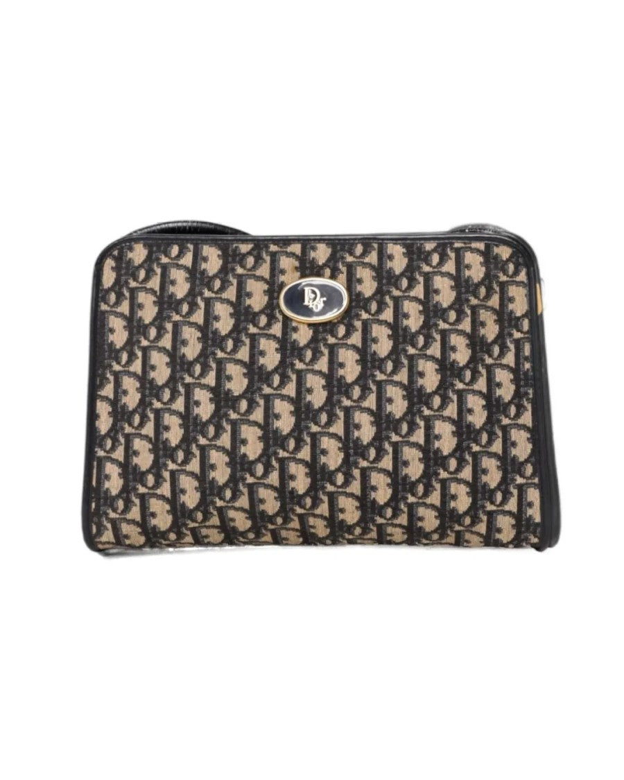 Dior Vintage Medium Oblique Jacquard Bag With Leather Trimmings