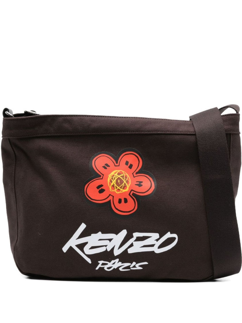 Kenzo Rectangular Crossbody Bag With Graphic Floral Design