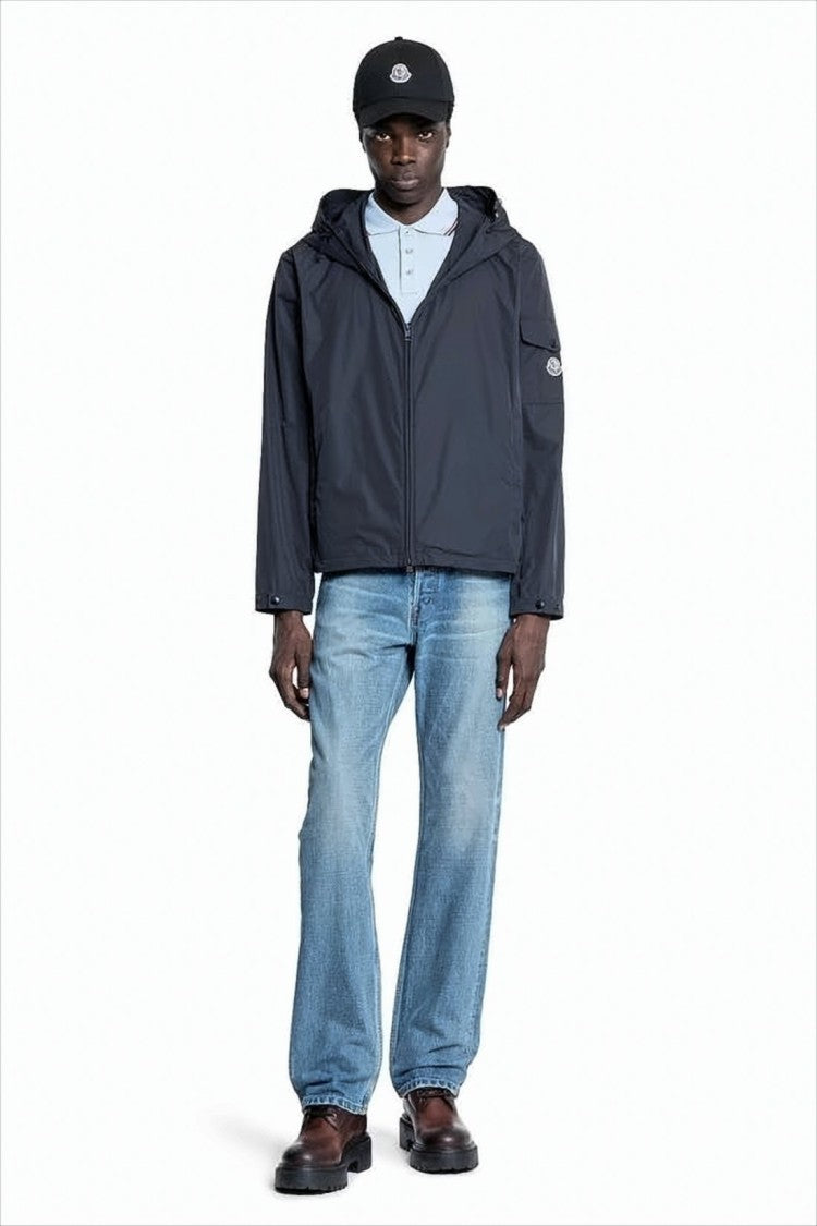 Moncler Lightweight Black Jacket With Adjustable Hood