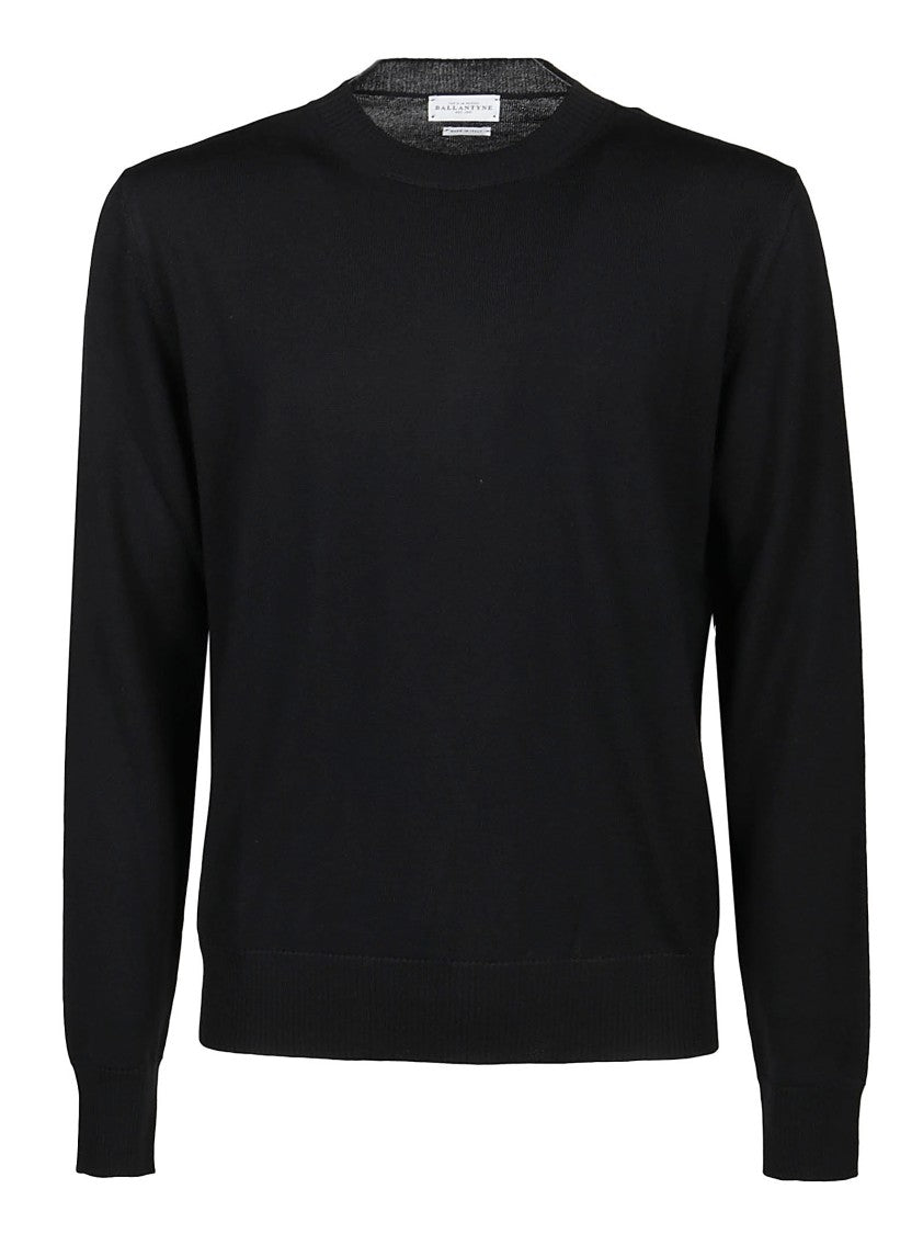 Ballantyne Black Plain Merino Crew Sweater