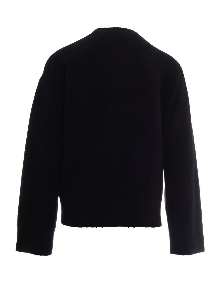 Represent Loose-Fit Black Knit Sweater With Embroidered Logo