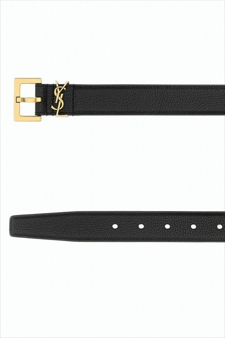 Saint Laurent Textured Calf Leather Regular Belt
