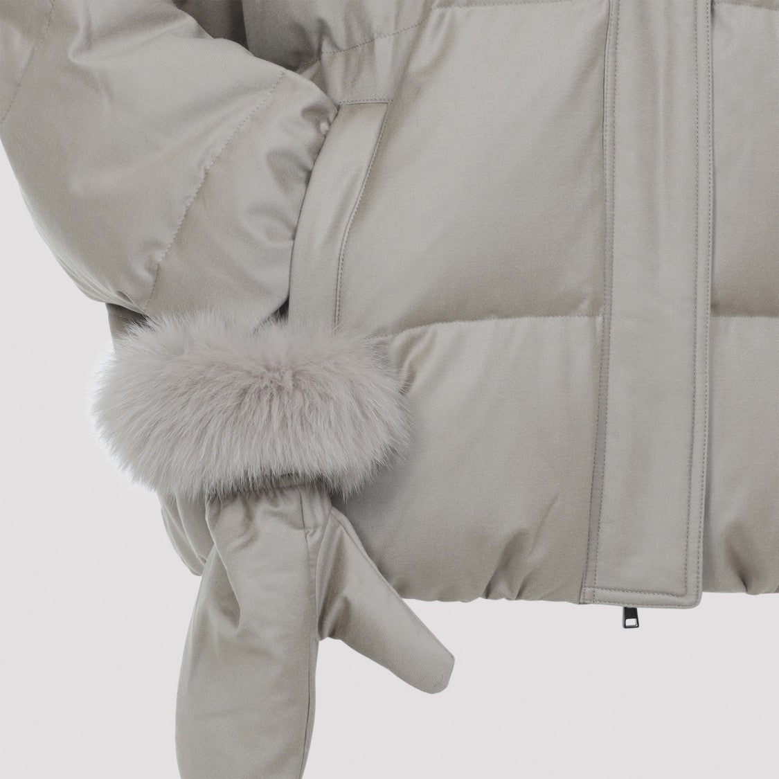 Yves Salomon Quilted Beige Mink Down Jacket With Detachable Collar