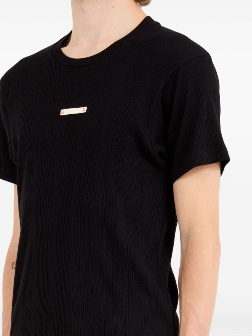 Maison Margiela Minimalist Black T-Shirt With Signature Four-Stitch Logo
