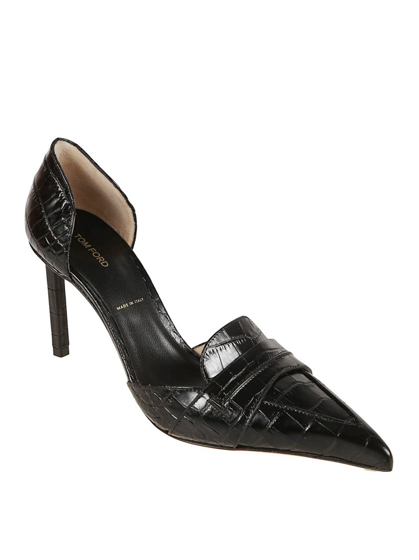 Tom Ford Pointed Toe Pumps In Stamped Crocodile Leather