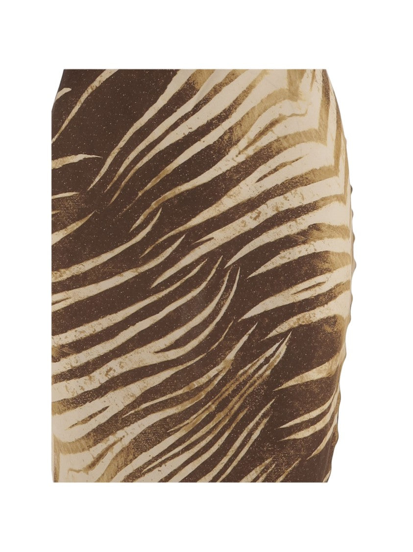 Just Cavalli Tropical Print Long Viscose Dress With Decorative Straps