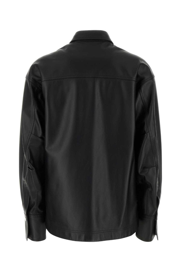 The Attico Black Leather Eliza Shirt