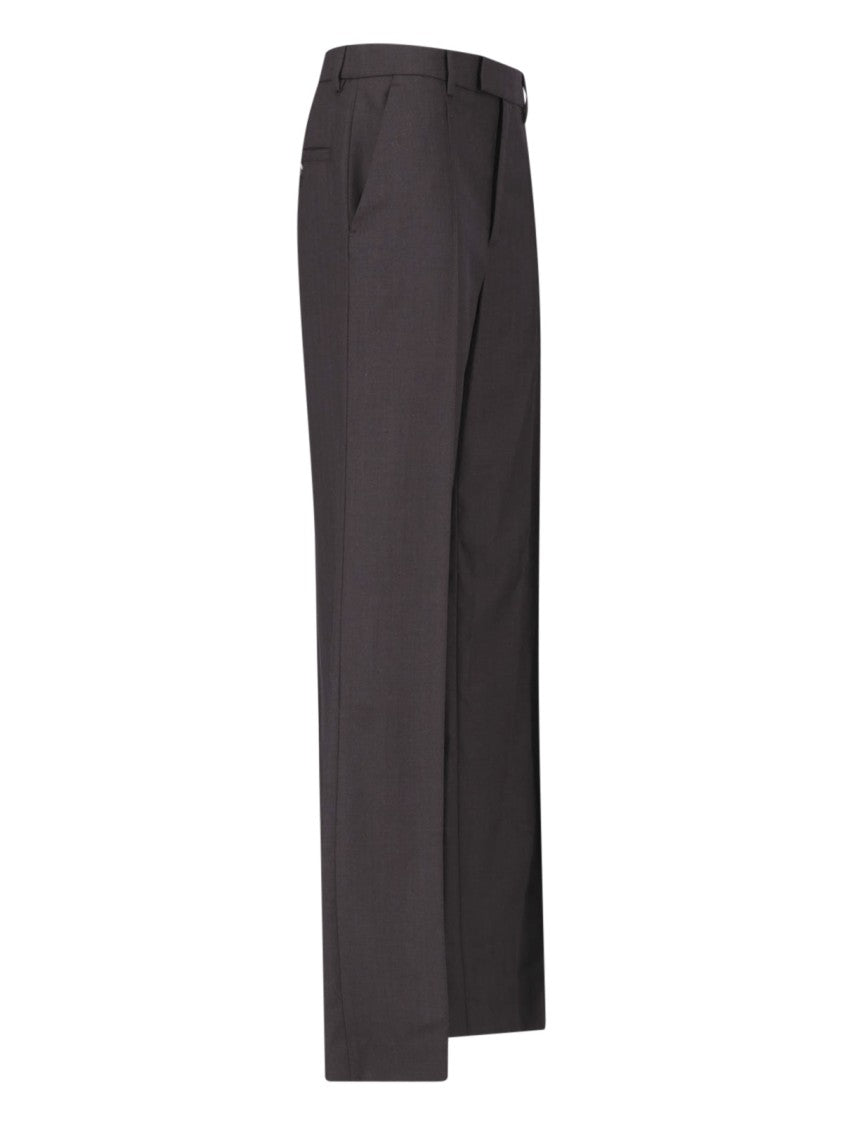 Nili Lotan Brown Straight Tailored Virgin Wool Formal Pants