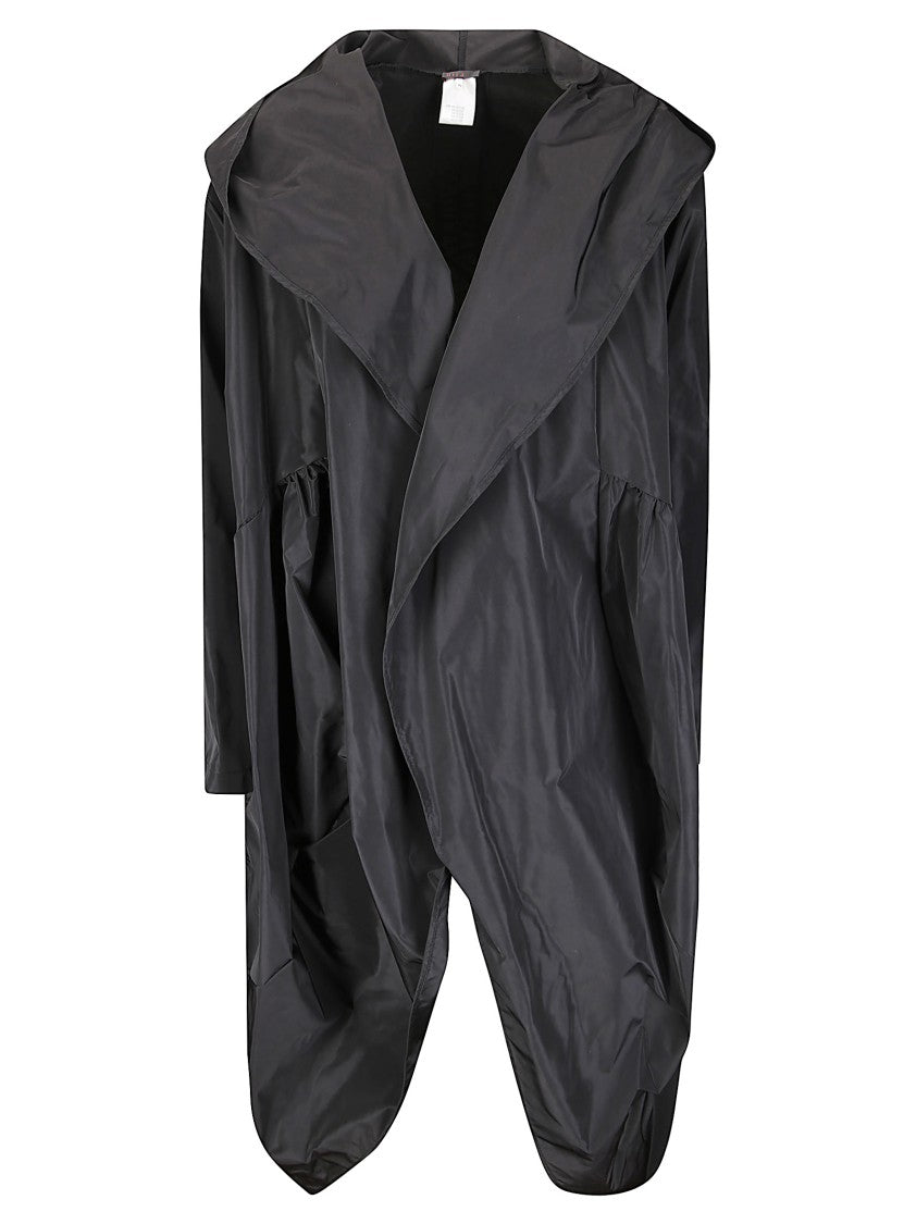 Hira Oversized Black Hooded Trench Coat