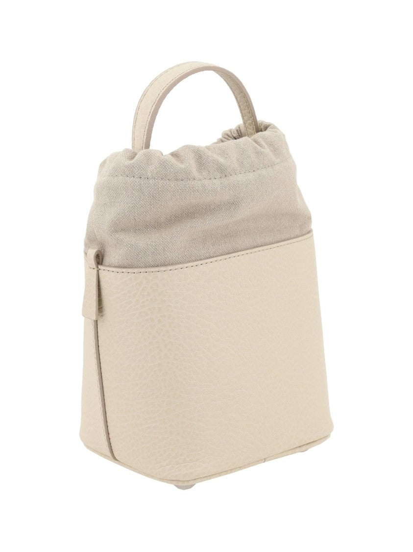 Maison Margiela Textured Calfskin Leather Tote Bag With Drawstring Closure