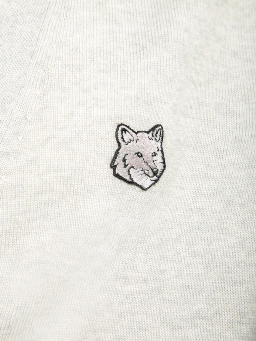 Maison Kitsuné Iconic Fox Embroidery Grey Merino Wool Cardigan