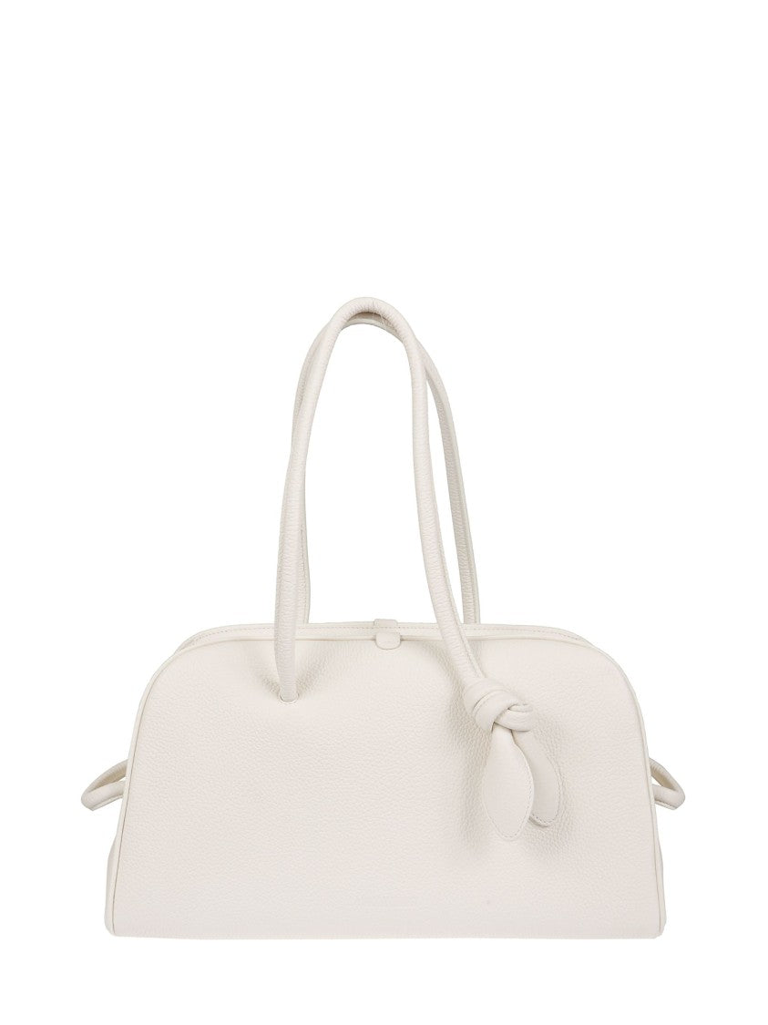 Jacquemus Ivory Hammered Leather Shoulder Bag