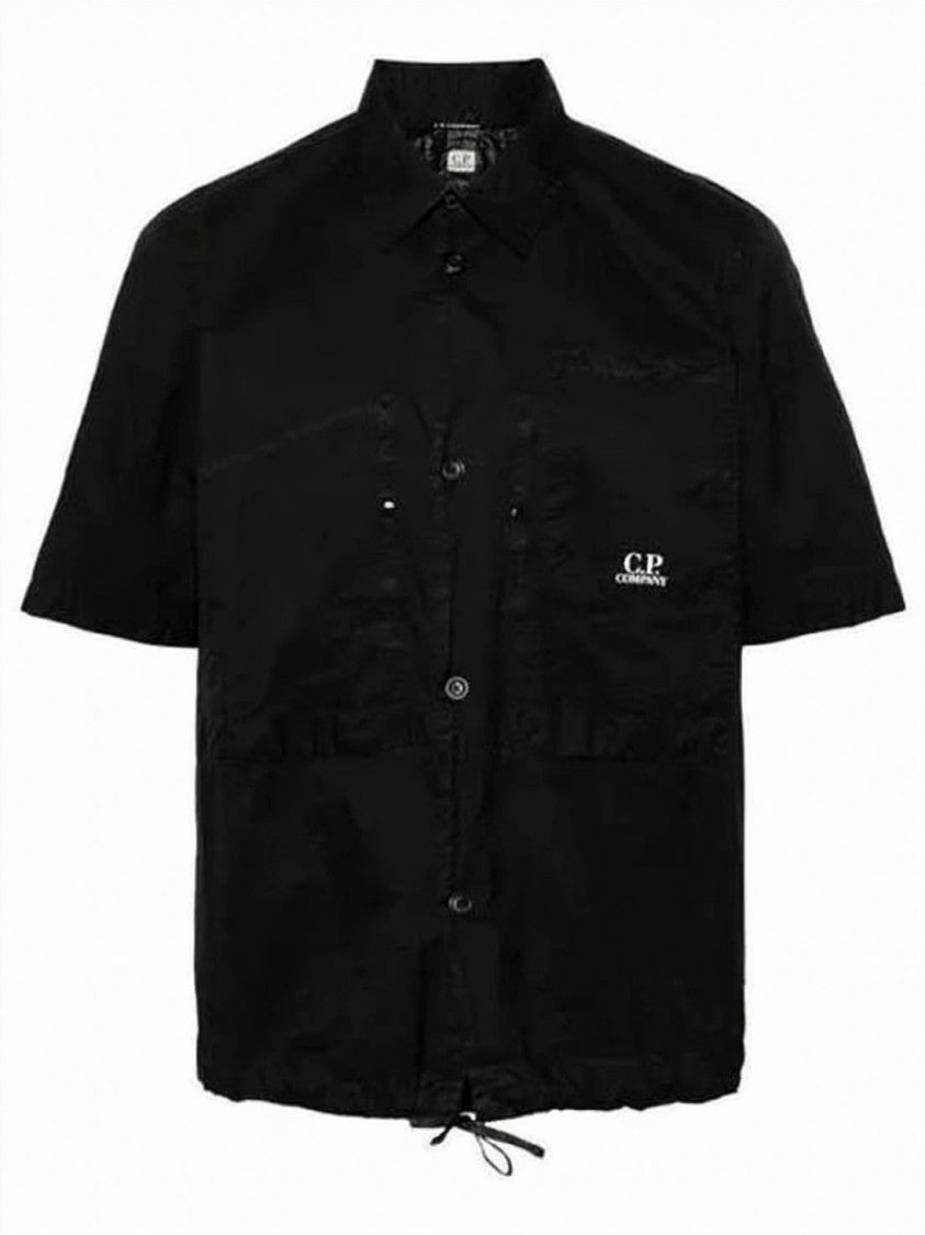 C.P. Company Minimalist Black Short-Sleeved Shirt With Adjustable Hem