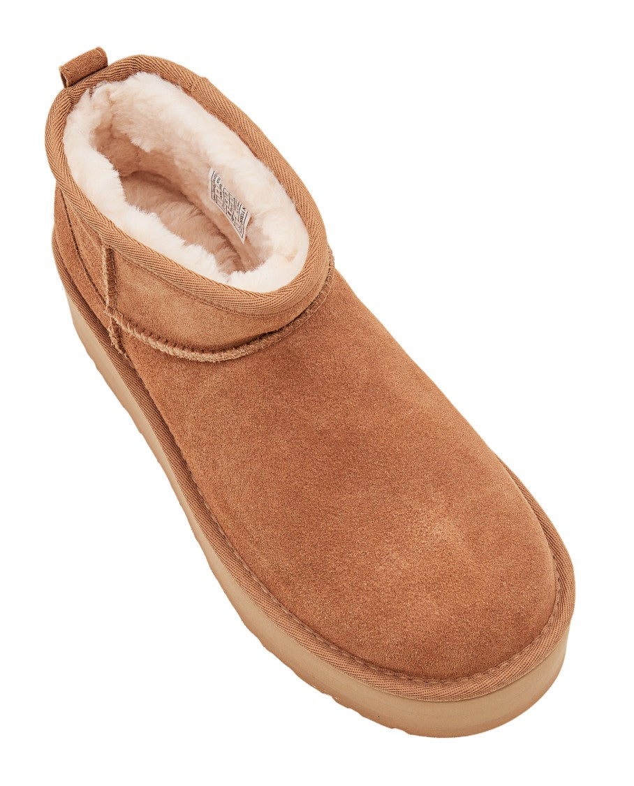 Ugg Brown Classic Ultra Mini Platform Shearling Boots