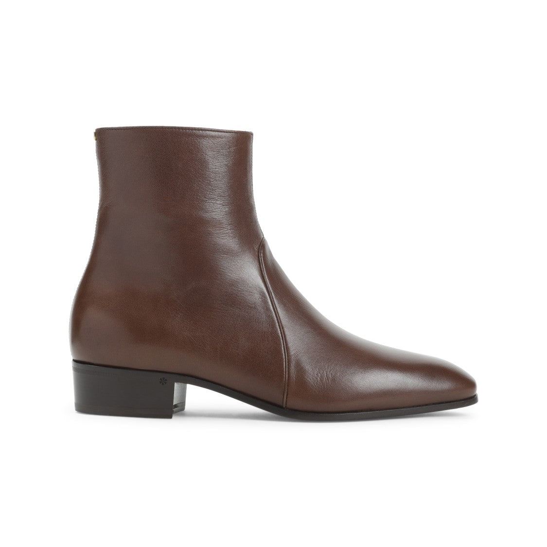 Valentino Garavani Bark Brown Leather Bootie With Round Toe