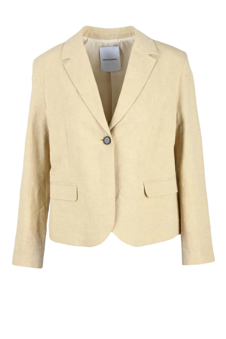 Pomandère Cropped Tailored Blazer With Textured Fabric
