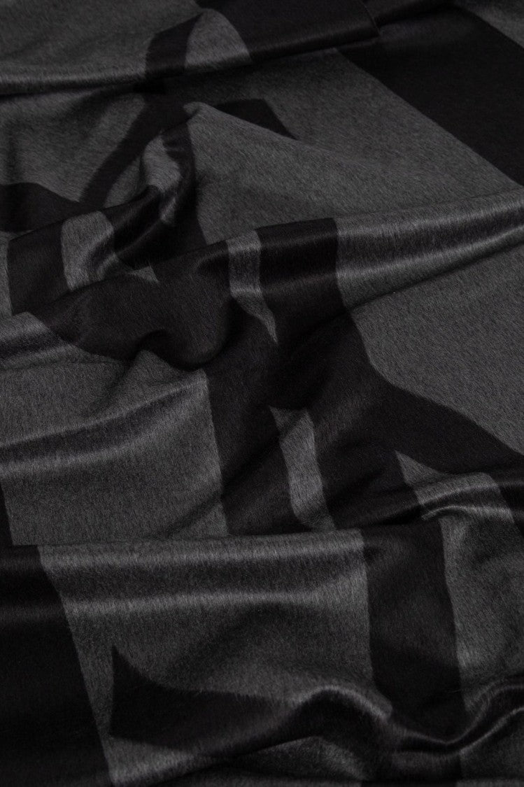 Saint Laurent Rectangular Silk Scarf With Abstract Letter Motif