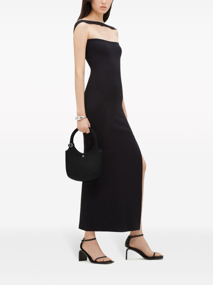Courrèges Grained Black Calf Leather Handbag