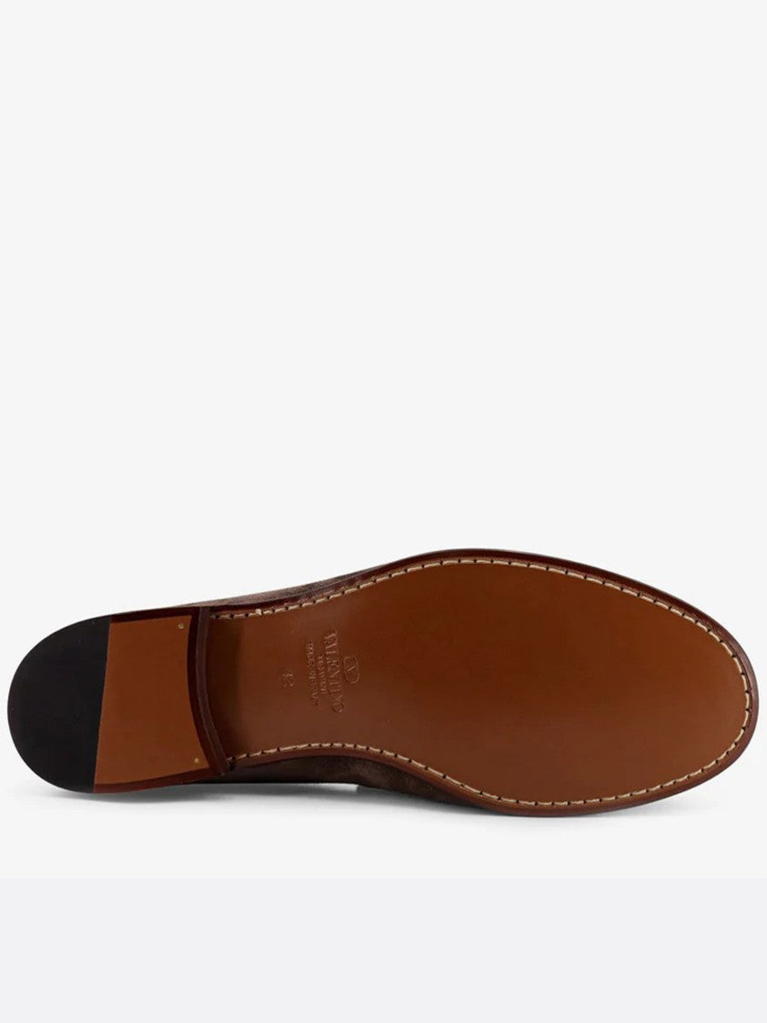 Valentino Brown Loafer Moccasin Toe Suede Loafers